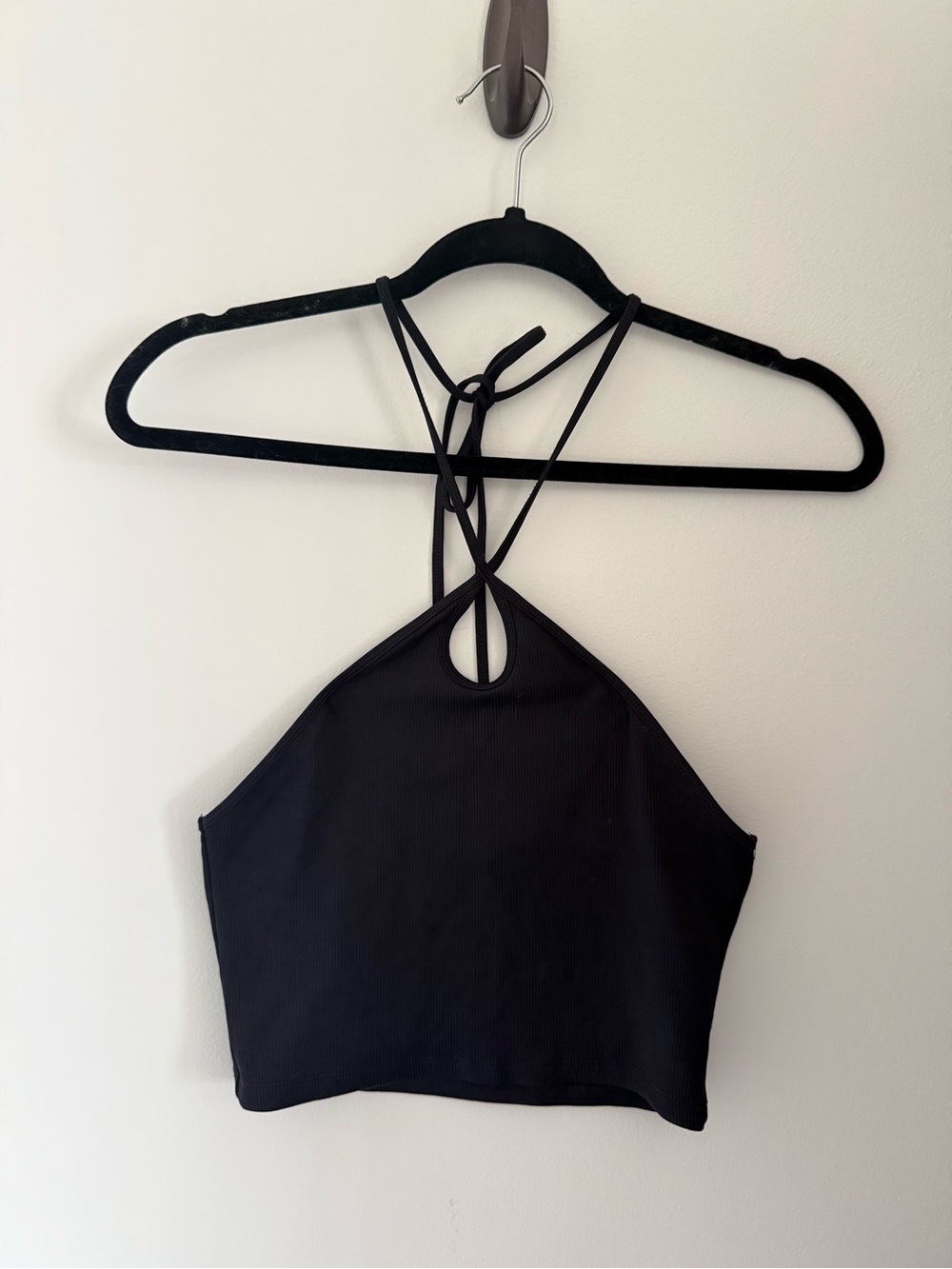 Zara Black Halter Tie-Back Crop Top
